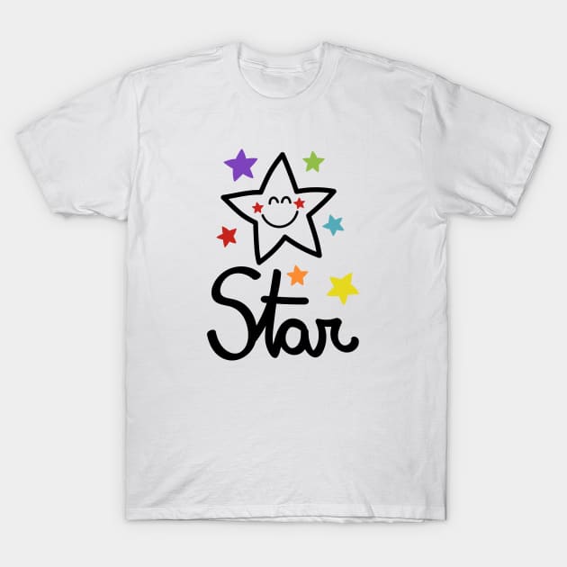 Star lettering in black T-Shirt by JoanaJuheLaju1